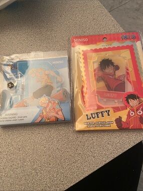 Miniso One Piece Luffy Acrylic Badge — Red and Yellow